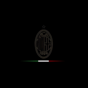 AC Milan, Minimal logo, 5K, Black background, AMOLED