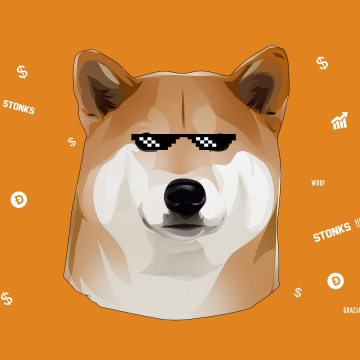 Dogecoin, Meme, Yellow background, 5K, Cryptocurrency