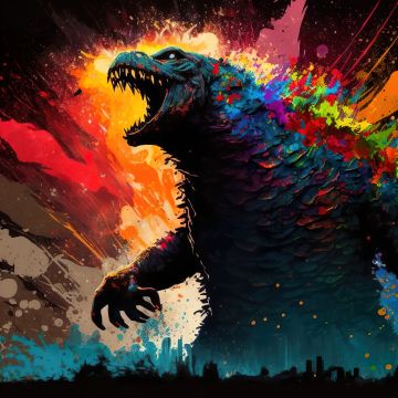 Godzilla, Pop Art, 5K, Titan, Kaiju, Colorful art