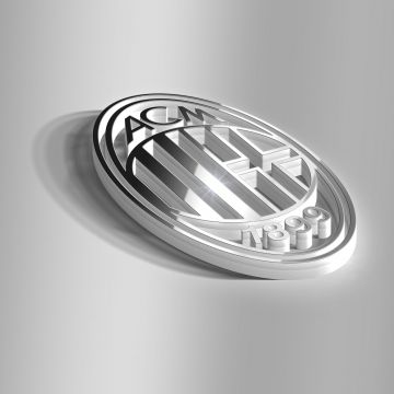 AC Milan, Silver, 3D logo, Football club, UEFA Champions League, White background