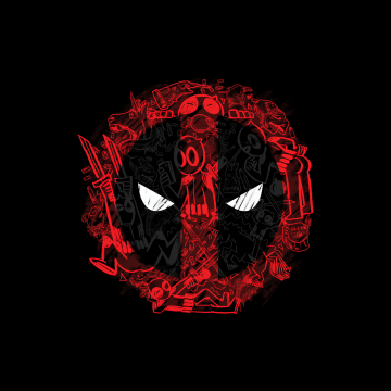 Deadpool, Black background, Marvel Superheroes, 5K, AMOLED