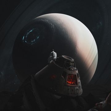 Astronaut, Spacescape, Dreamlike, 5K, Surrealism, Dark theme