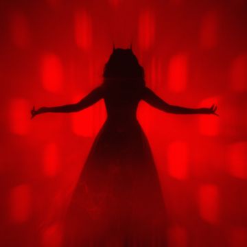 Scarlet Witch, Silhouette, Red background, 5K