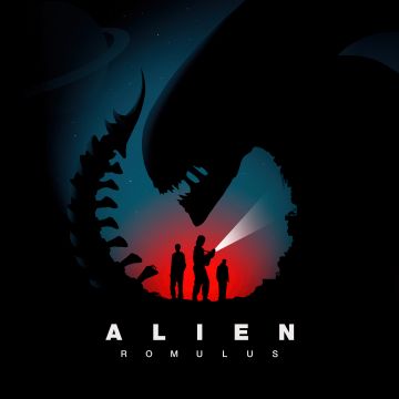 Alien: Romulus, Poster, 8K, Black background, 2024 Movies, 5K