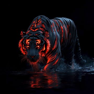 Tiger, Dope, AMOLED, AI art, Black background, 5K