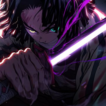 Tanjiro Kamado, Sword, Colorful anime, 5K, Demon Slayer: Kimetsu no Yaiba