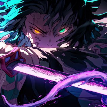 Tanjiro Kamado, Colorful anime, AI art, Demon Slayer: Kimetsu no Yaiba