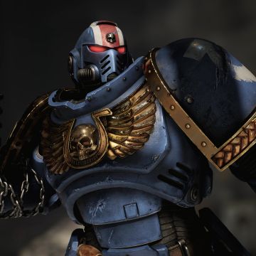 Titus, Dark background, Warhammer 40K Space Marine 2, 2024 Games