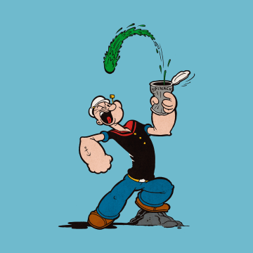 Popeye, Funny, Teal background, Cartoon, 5K