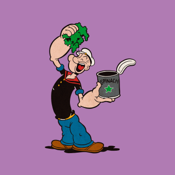 Popeye, Spinach, Purple background, Cartoon, 5K