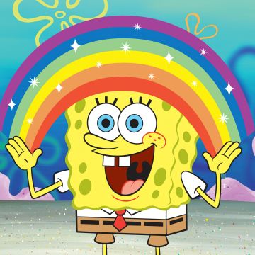 Spongebob, Rainbow, SpongeBob smiley face, 5K, SpongeBob SquarePants