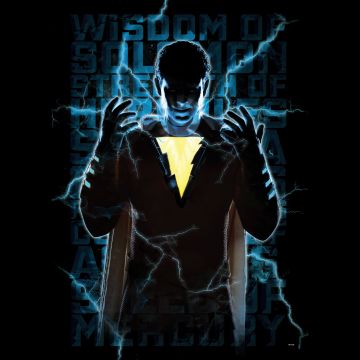 Shazam!, Silhouette, DC Superheroes, AMOLED, Lightning, Black background, 5K