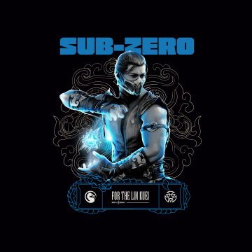 Sub-Zero (Mortal Kombat), AMOLED, 5K, 8K, Black background, Sub-Zero