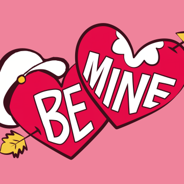 Popeye, Be Mine, Red hearts, Valentine's Day, 5K, 8K, Pink background