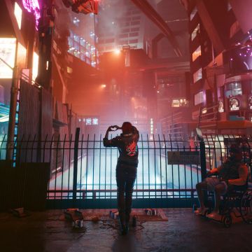 V (Cyberpunk), Love heart, Cyberpunk 2077, Dystopian, Night City, 5K