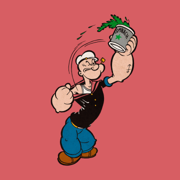 Popeye Spinach, Cartoon, 5K, Pastel red