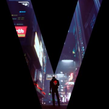 V (Cyberpunk), Poster, Cyberpunk 2077, Dark background, 5K, Game poster, Video Game