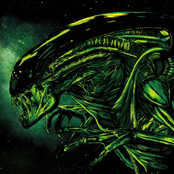 Alien, Xenomorph, Green, Dark background, 5K, 8K