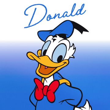 Donald Duck, Cartoon, Blue background, 5K