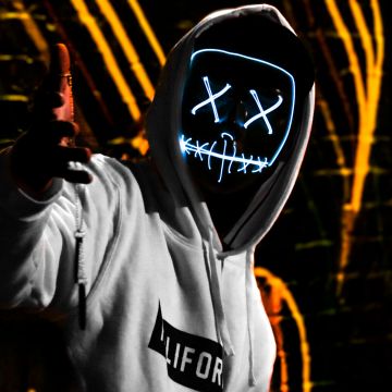 Man, LED mask, Dope, Dark, Anonymous, Hoodie, 5K