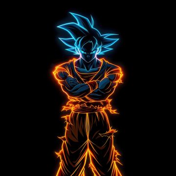 Son Goku, AMOLED, Glowing, Black background, 5K, 8K