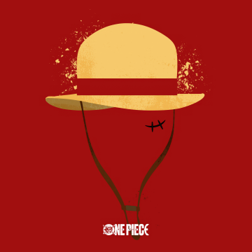 Monkey D. Luffy, Hat, Minimalist, Red background, 5K, 8K, One Piece