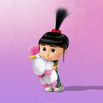 Agnes, Unicorn, Despicable Me, 5K, 8K, Pink background, Aesthetic