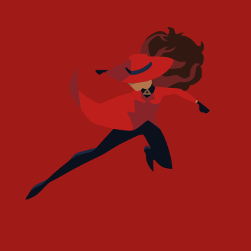 Carmen Sandiego, Minimalist, Red background, 5K