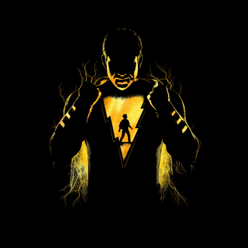 Shazam!, AMOLED, Lightning, Black background, 5K, 8K, Silhouette, DC Superheroes, Minimal art