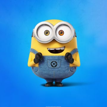 Minion, Cartoon, Blue background, Despicable Me