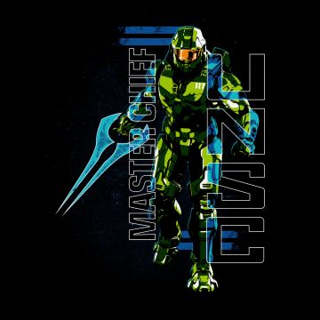 Master Chief, AMOLED, Halo, Spartan, Black background, 5K, 8K