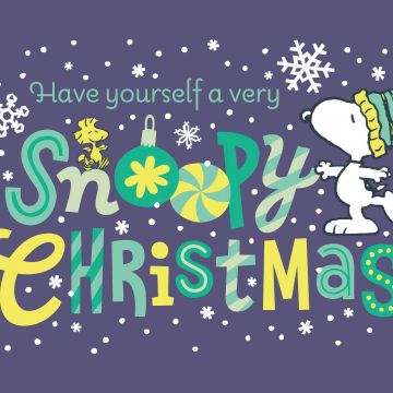 Snoopy, Christmas, Purple background, Illustration, 5K, Woodstock