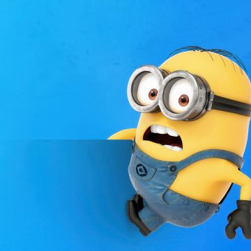 Minion, Despicable Me, Blue background, 5K