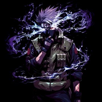 Kakashi Hatake, AI art, 5K, 8K, Naruto, AMOLED, Black background