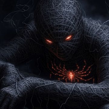 Spider-Man, Dark aesthetic, Hell, 5K, Glow in dark