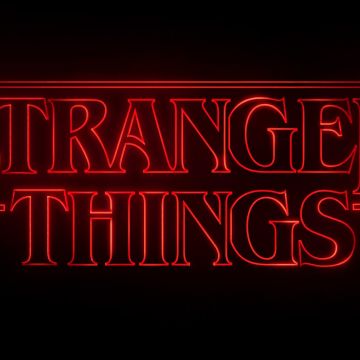 Stranger Things, Neon logo, 5K, Dark background