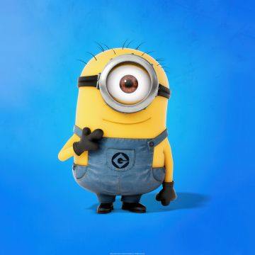 Minion, Blue background, 5K, 8K, Despicable Me