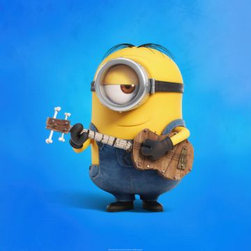 Stuart, Minion, 5K, 8K, Blue background, Despicable Me