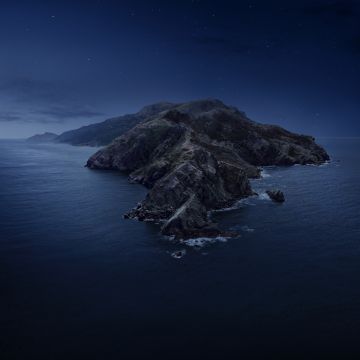 macOS Catalina, Night, Stock, Mountains, Island, 5K