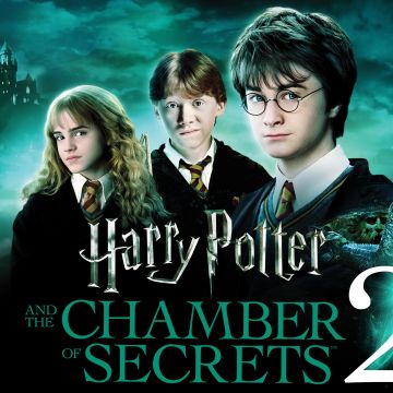 Harry Potter and the Chamber of Secrets, Movie poster, Daniel Radcliffe as Harry Potter, Emma Watson as Hermione Granger, Ron Weasley