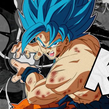 Super Saiyan Blue Goku, Dragon Ball Super, Monochrome background