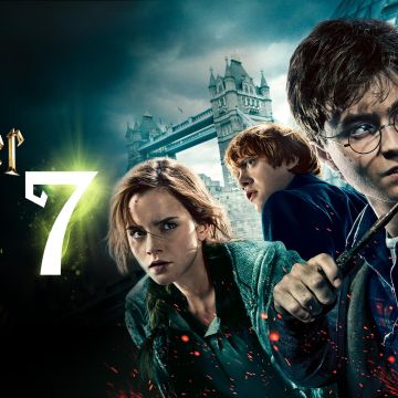 Harry Potter and the Deathly Hallows Part 1, Poster, Daniel Radcliffe as Harry Potter, Emma Watson as Hermione Granger, Ron Weasley