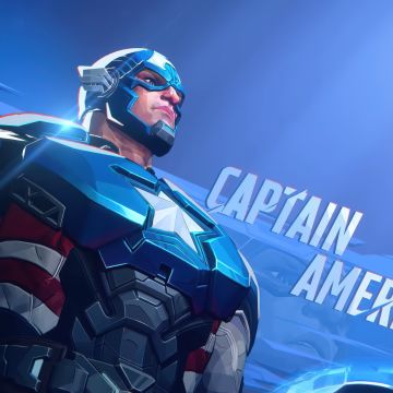 Captain America, Marvel Rivals, 2024 Games, Blue background