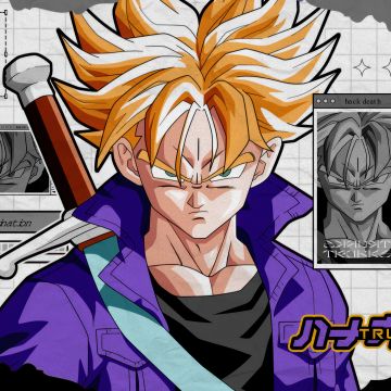 Trunks, Future Saiyan, Dragon Ball Super, Monochrome background