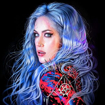 Alissa White-Gluz, 8K, Portrait, Canadian singer, Black background, 5K