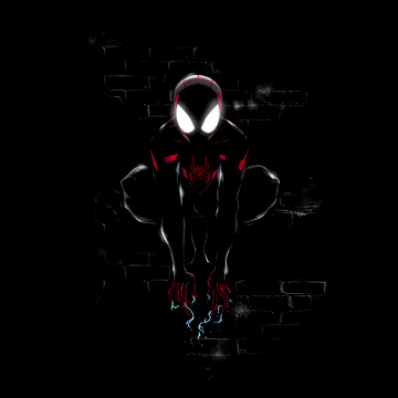 Miles Morales, Spider-Man, Dark, Black background, Artwork, 5K, 8K, Spiderman