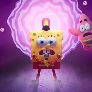 SpongeBob SquarePants: The Cosmic Shake, Video Game, Pink background, Patrick Star