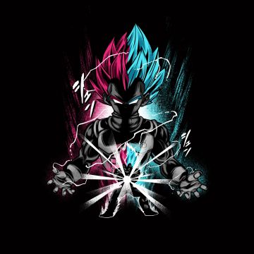 Vegeta, Dragon Ball Z, Anime series, Black background, AMOLED, 5K, 8K