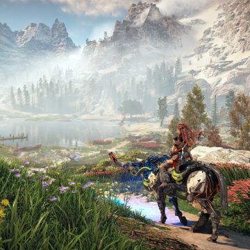 Horizon Zero Dawn, Landscape, Aloy, 5K