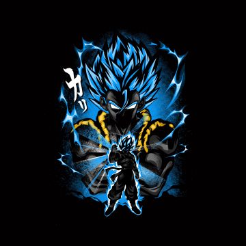 Goku, Fusion attack, Dragon Ball Z, Anime series, Black background, AMOLED, 5K, 8K